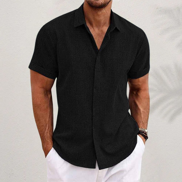 Camisa ligera de lino para hombre de manga corta para uso en verano