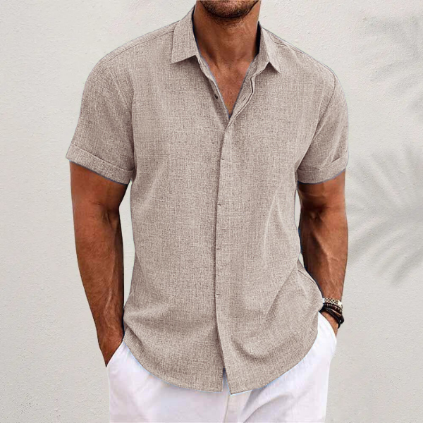 Camisa ligera de lino para hombre de manga corta para uso en verano