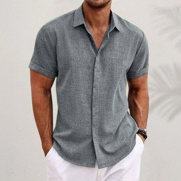 Camisa ligera de lino para hombre de manga corta para uso en verano