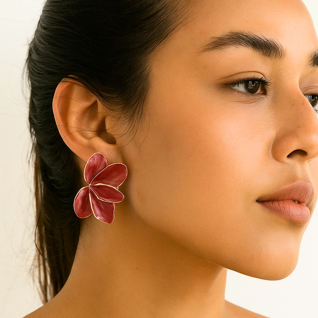 Natural Roselle Leaf Earrings - Elegant Botanical Jewelry