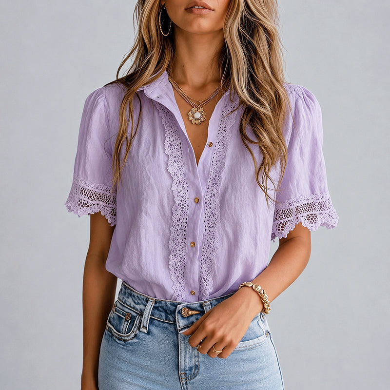 Oaklynn | Damska bluzka boho z koronką w stylu vintage