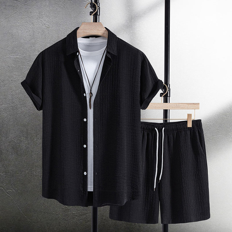 Oliver | Men's Ribbed Stripe Summer Vacation Outfit Set-MODAUTLET