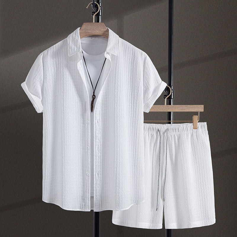 Oliver | Men's Ribbed Stripe Summer Vacation Outfit Set-MODAUTLET