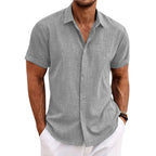 Breathable Linen Shirt For Men Timeless Style And Comfort Light Grey