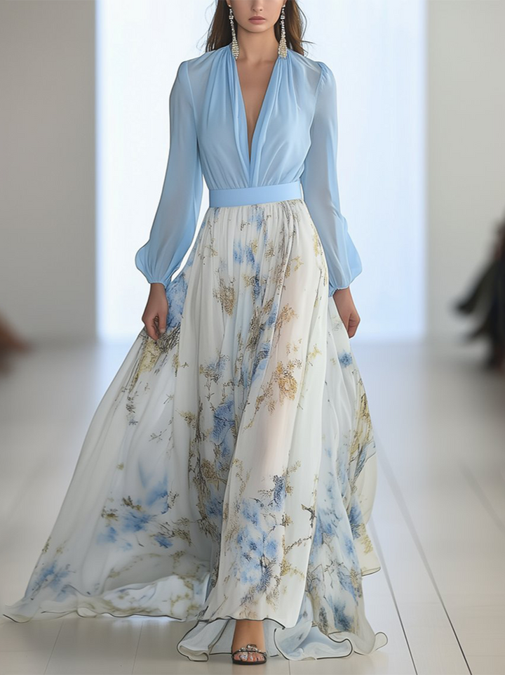 Women's Maxi Dress with Dazzling Floral Print-MODAUTLET
