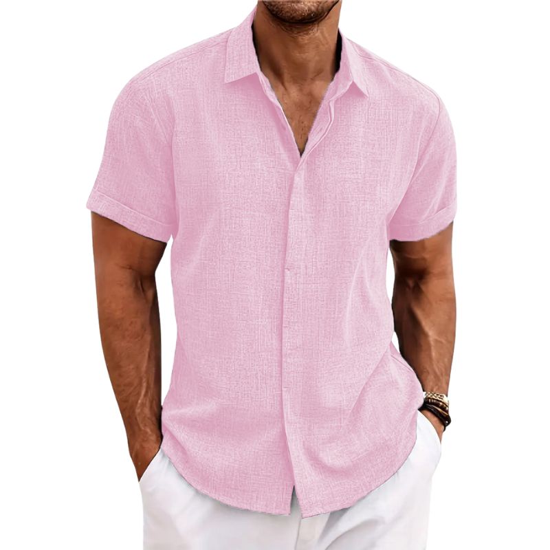 Breathable Linen Shirt For Men Timeless Style And Comfort Pink