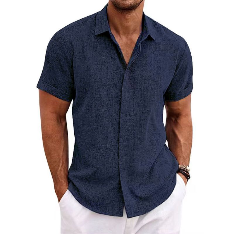 Breathable Linen Shirt For Men Timeless Style And Comfort Dark Blue