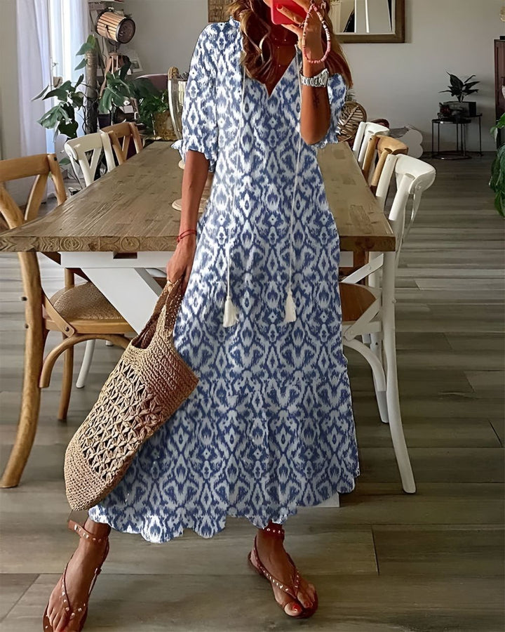 Bianca | Kvinders Boheme Printet V-hals Maxi Kjole