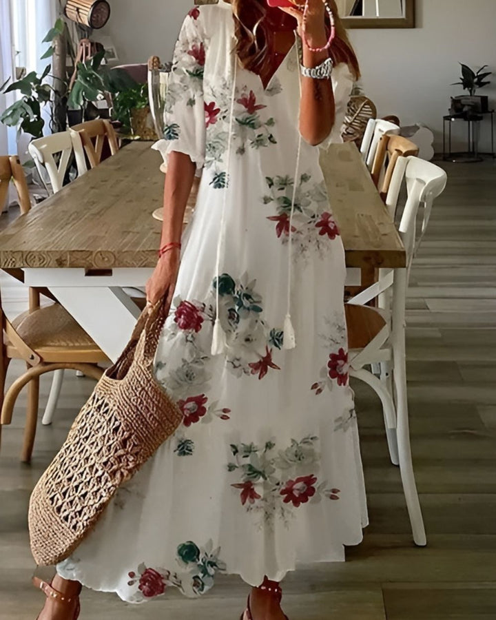 Bianca | Kvinders Boheme Printet V-hals Maxi Kjole