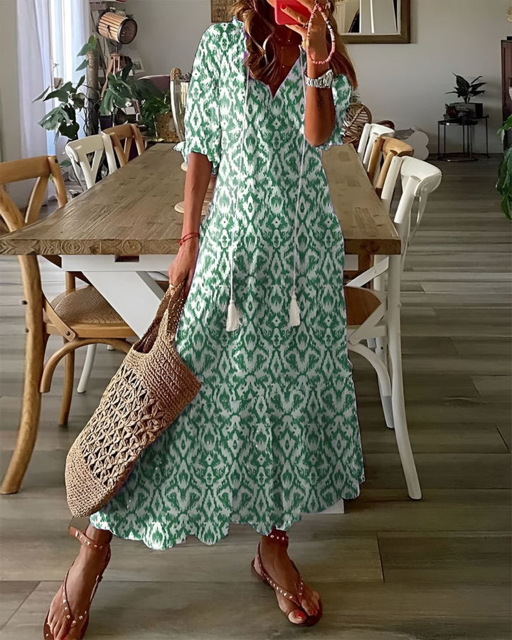 Bianca | Kvinders Boheme Printet V-hals Maxi Kjole