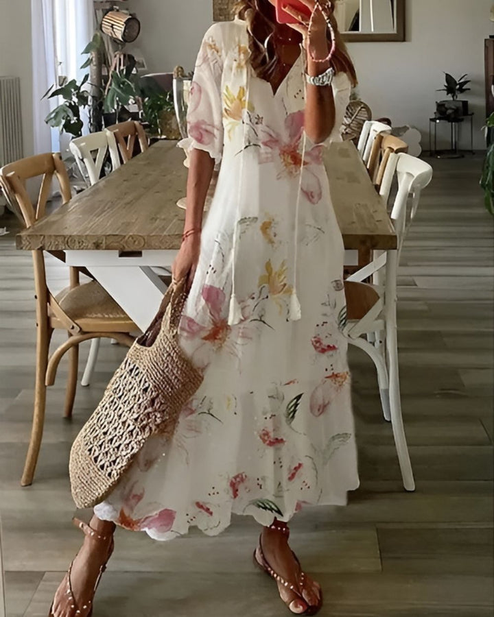 Bianca | Kvinders Boheme Printet V-hals Maxi Kjole
