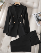 Women's Tailored Blazer Pantsuit Set For Professionals Blazer Set black