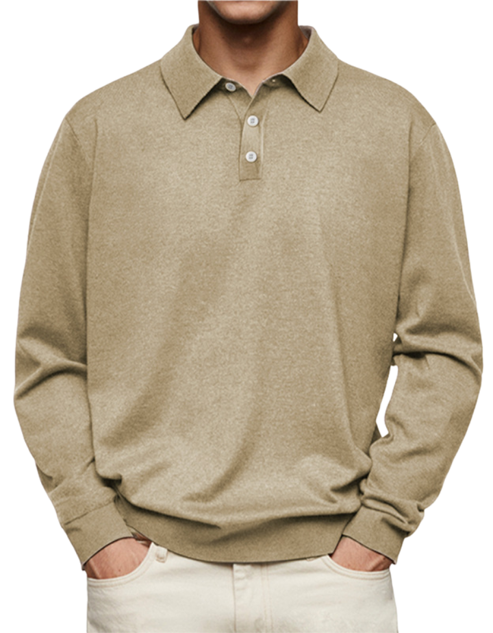 Men's Classic Long Sleeve Polo Shirt-MODAUTLET