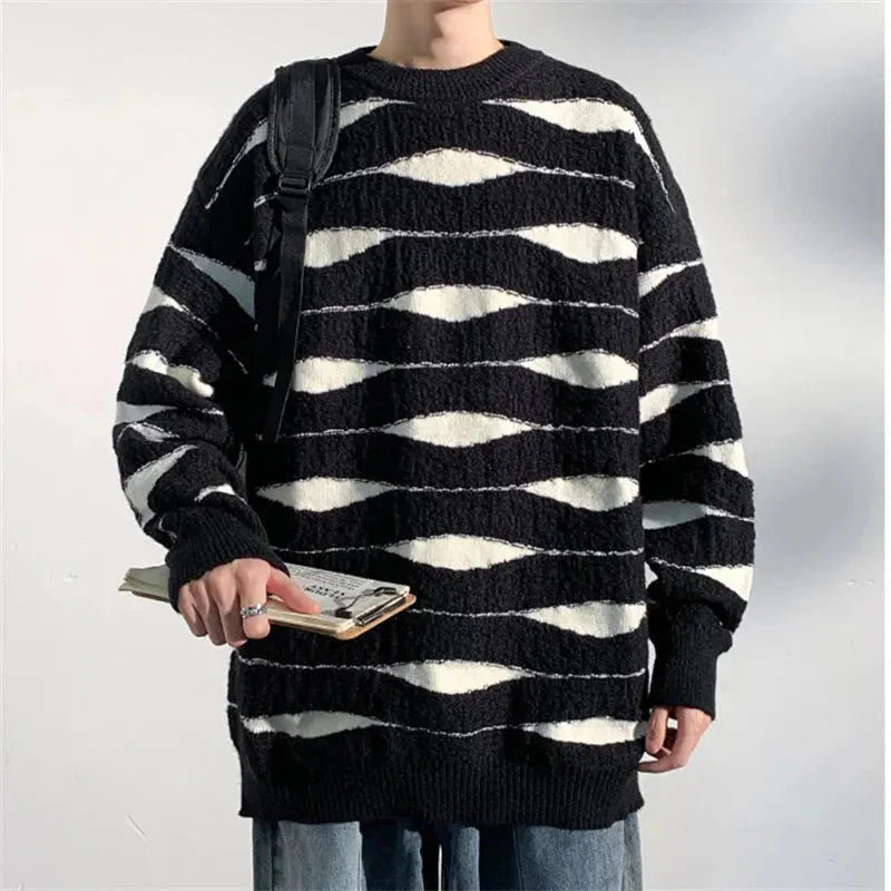 Wave Knit Sweater - Stylish and Cozy Black