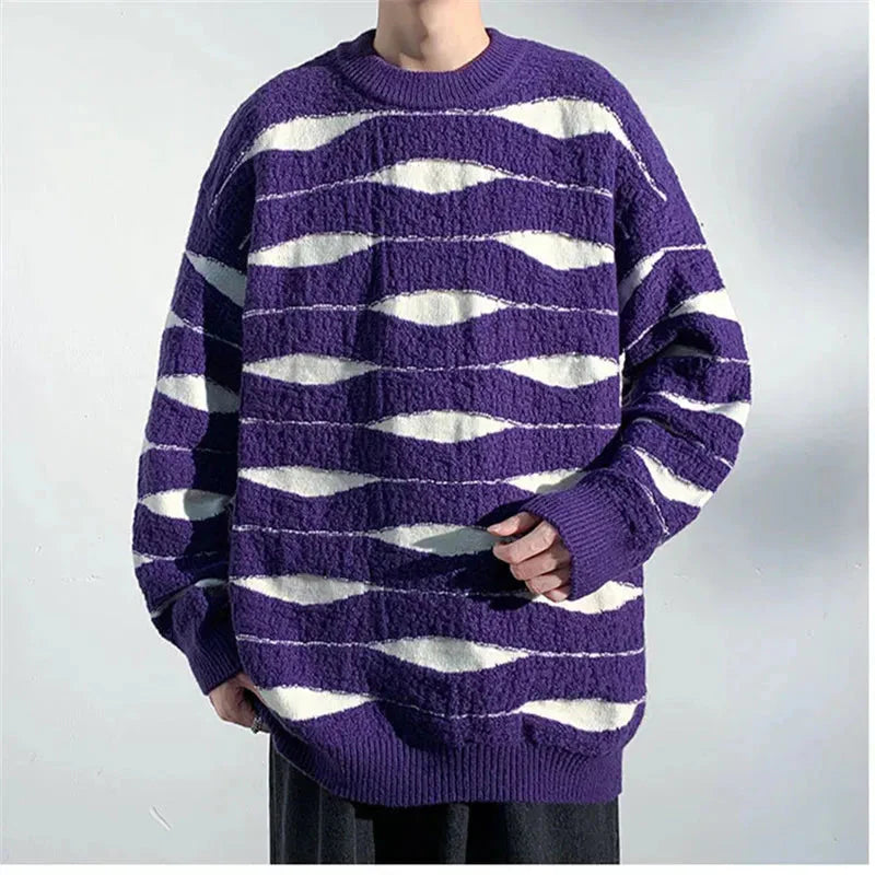 Wave Knit Sweater - Stylish and Cozy Purple