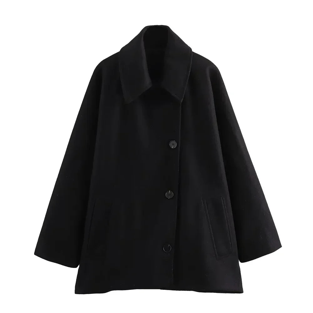Oversized Collared Coat Black