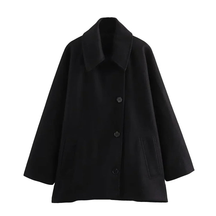 Oversized Collared Coat Black