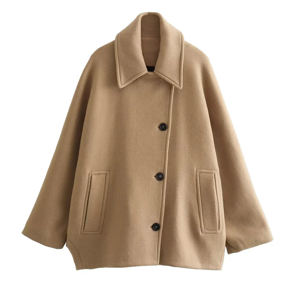 Oversized Collared Coat Khaki