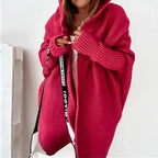 Women's Cozy Oversized Hooded Cardigan – Effortless Style Red