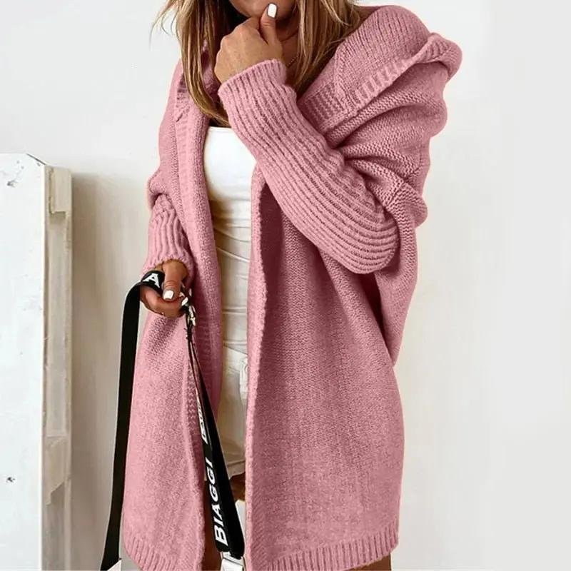 Women's Cozy Oversized Hooded Cardigan – Effortless Style Pink