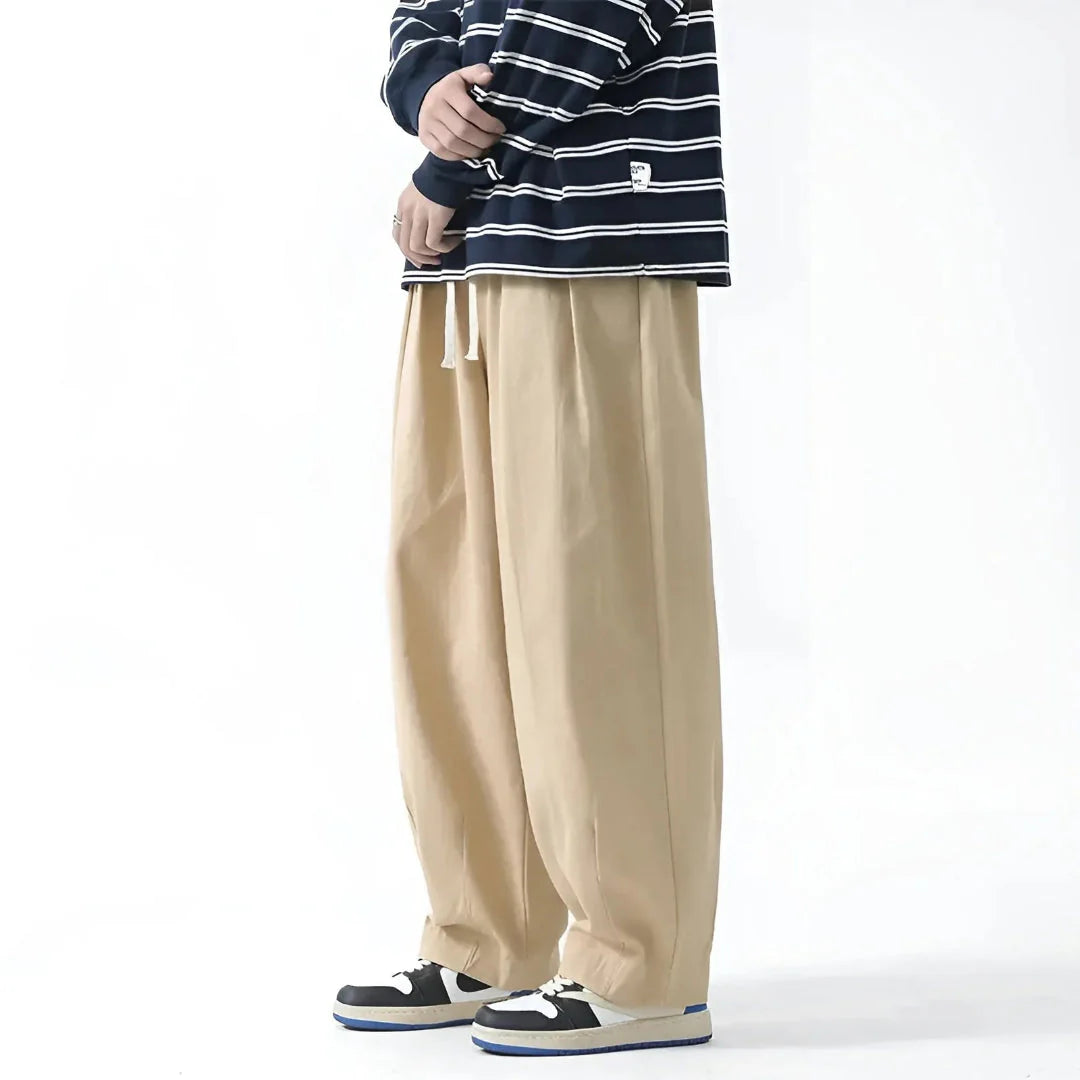 Oversized Pleated Casual Pants for Ultimate Comfort Limestone
