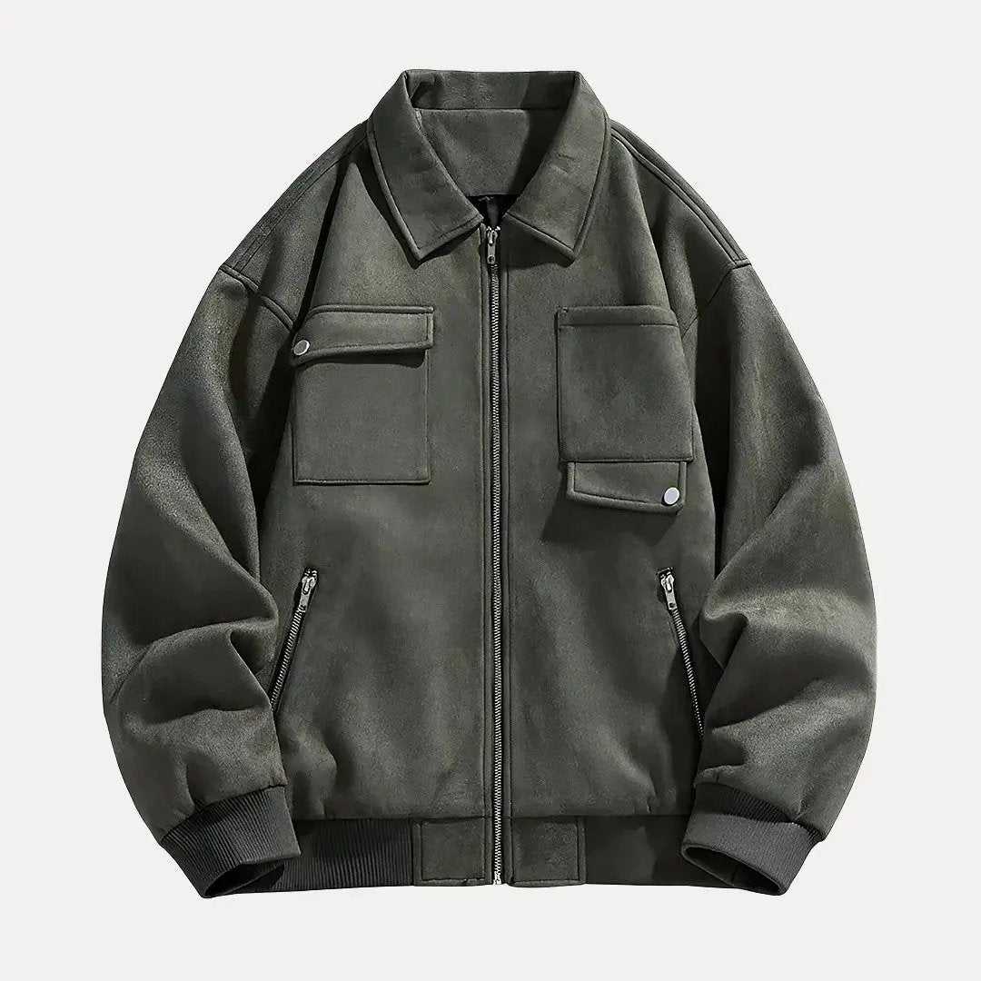 Oversized Suede Jacket for Ultimate Style Army Green