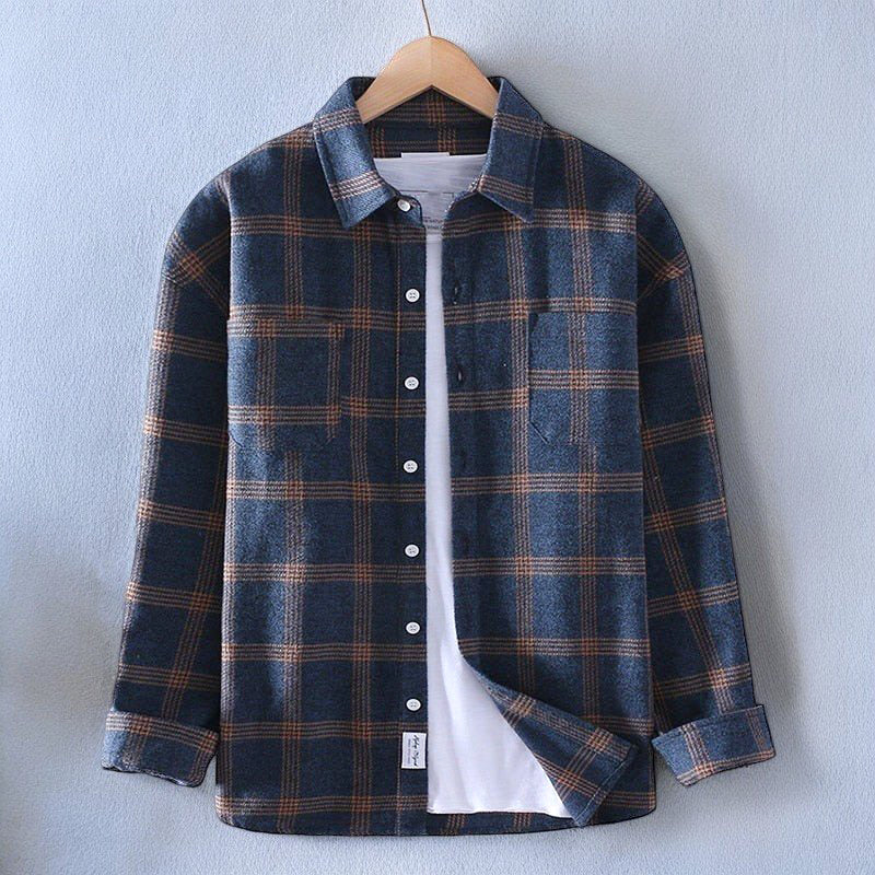 Mens Premium Plaid Shirt For Everyday Smart Casual Attire Blue