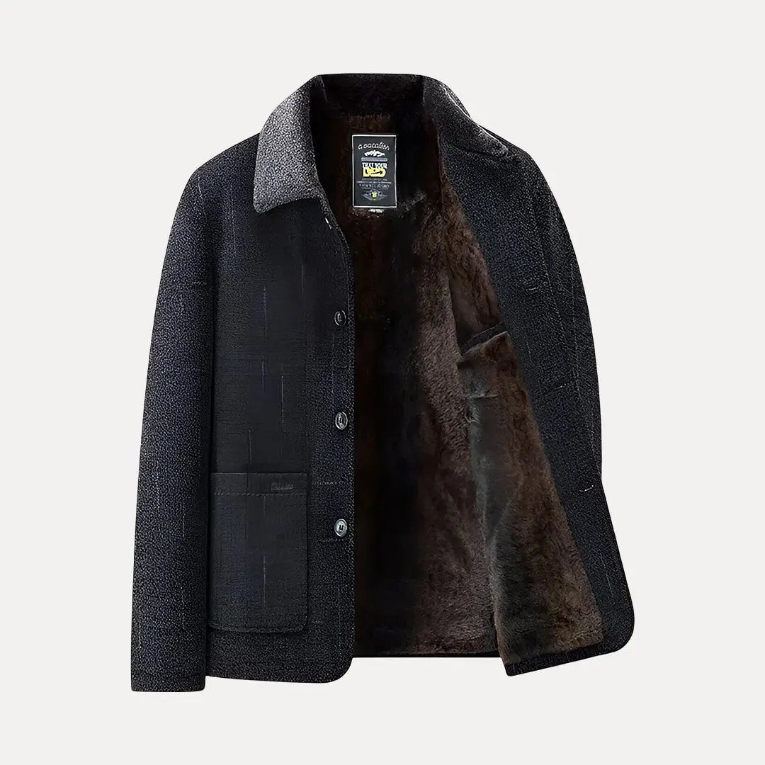 Fur-Lined Oxford Jacket Midnight Blue