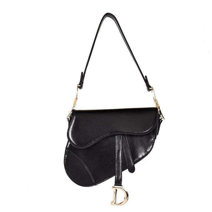 PU Leather Saddle Shoulder Bag For Women With Wide Strap-MODAUTLET
