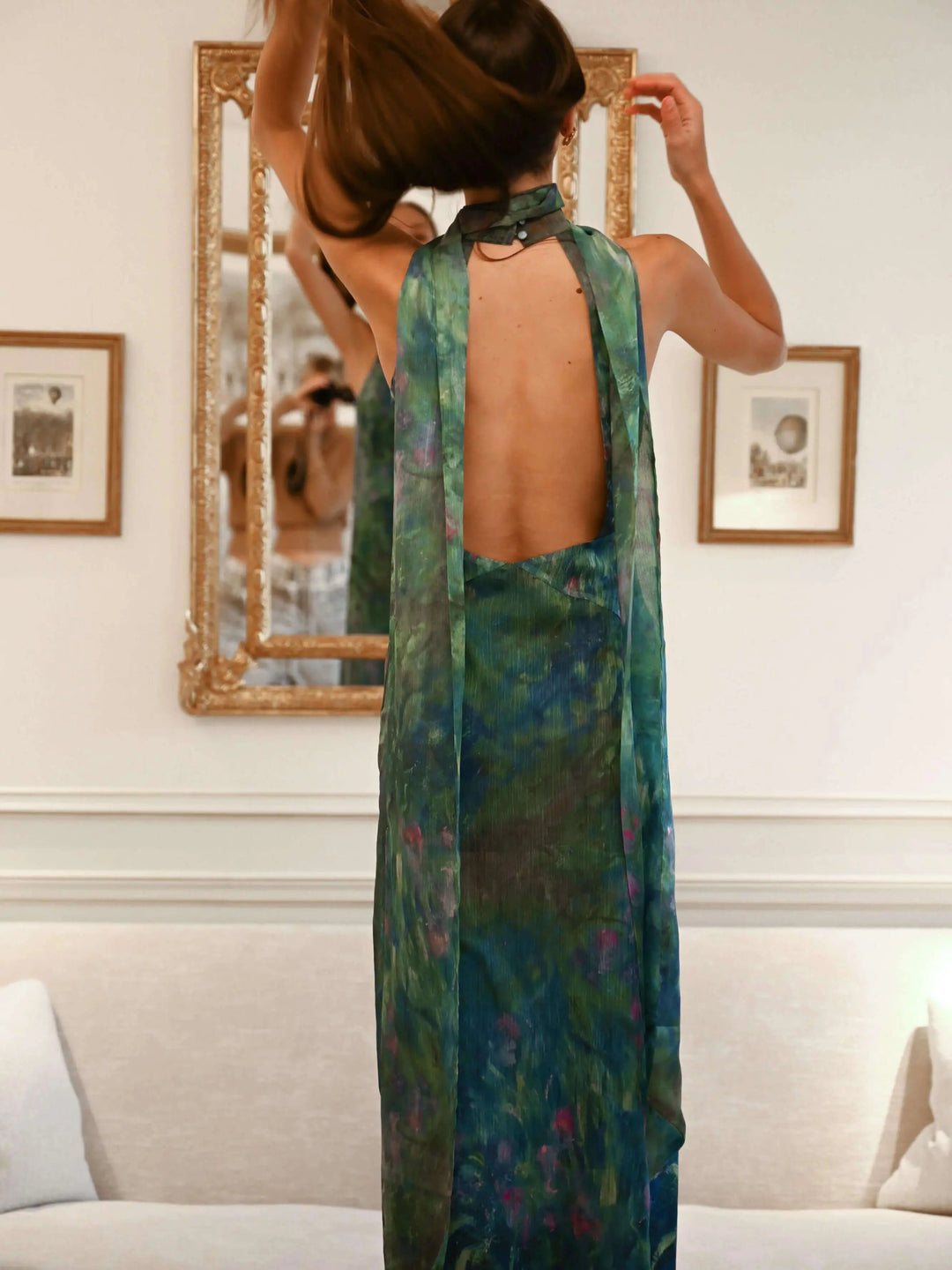 Women's Elegant Painterly Maxi Dress – Alluring Style-MODAUTLET