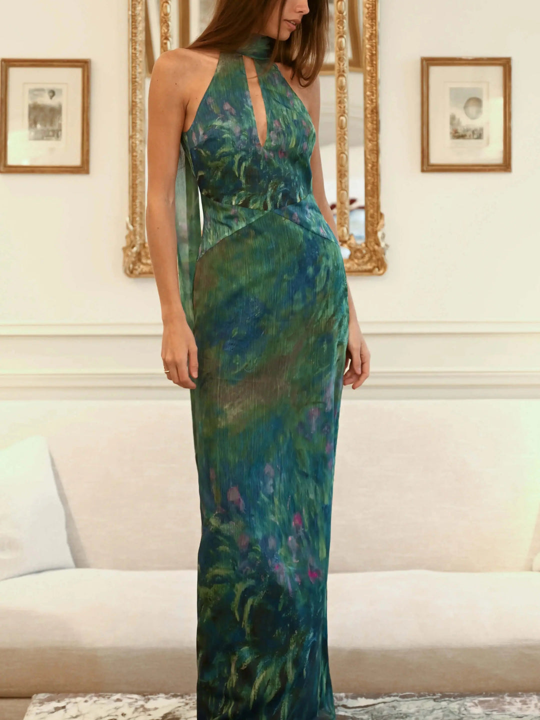Women's Elegant Painterly Maxi Dress – Alluring Style-MODAUTLET