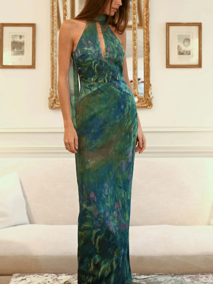 Women's Elegant Painterly Maxi Dress – Alluring Style-MODAUTLET