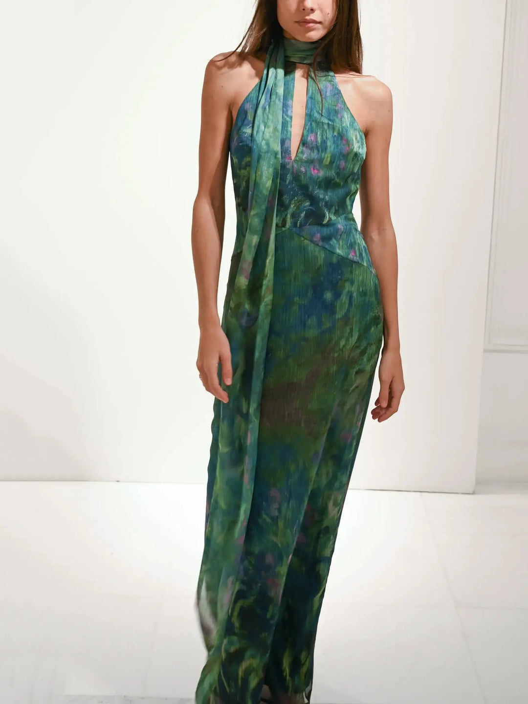 Women's Elegant Painterly Maxi Dress – Alluring Style-MODAUTLET