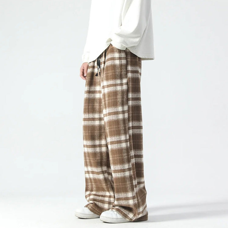 Men's Relaxed Plaid Pants Khaki