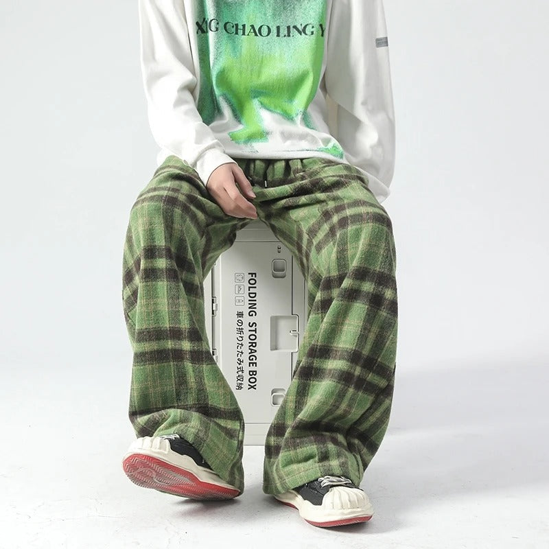 Men's Relaxed Plaid Pants-MODAUTLET