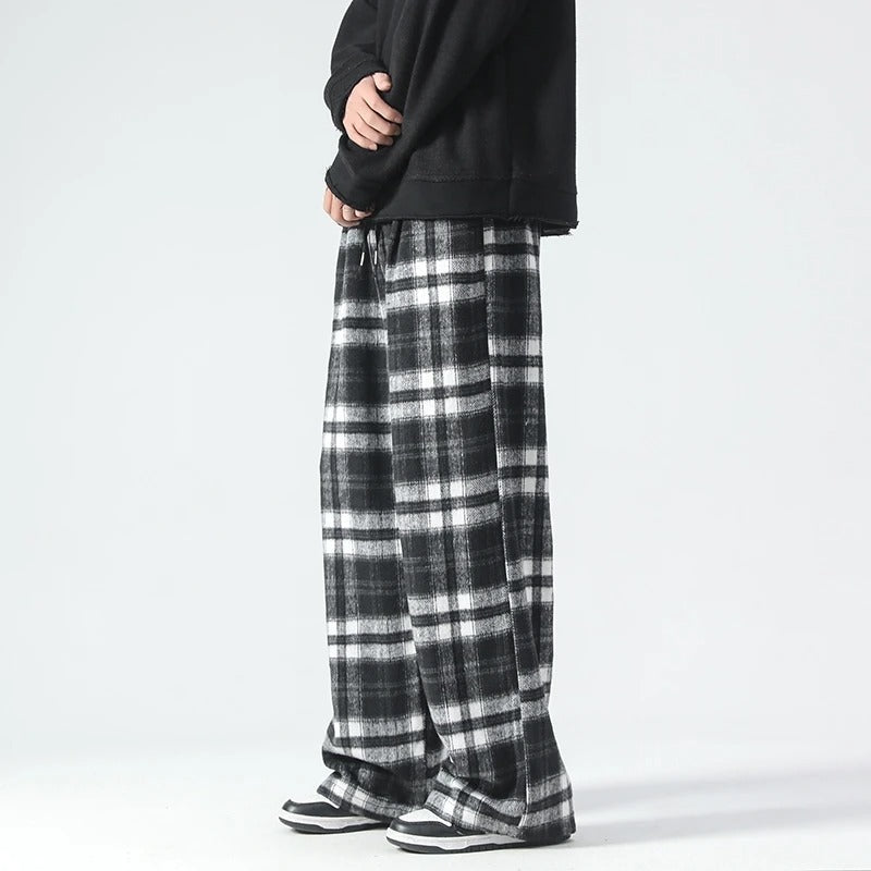 Men's Relaxed Plaid Pants Black