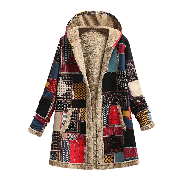 Patchwork Overcoat - Stylish and Versatile Outerwear Red