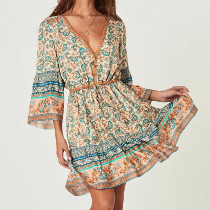 Women's Patchwork Mini Dress-MODAUTLET