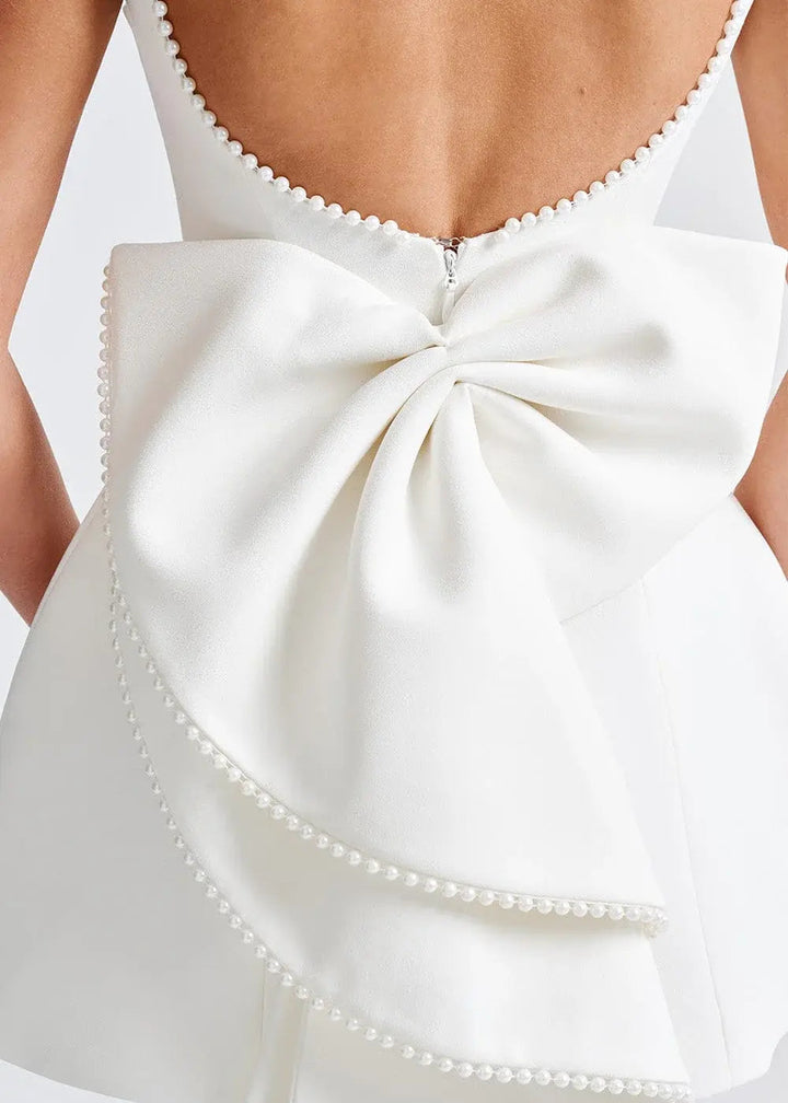 Women's Elegant Pearl Embellished Mini Dress – Chic & Sophisticated Style-MODAUTLET