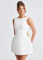 Women's Elegant Pearl Embellished Mini Dress – Chic & Sophisticated Style