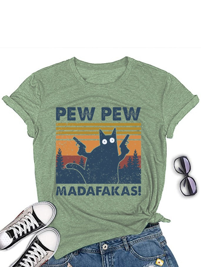 Women's Cat Graphic Printed T-Shirt