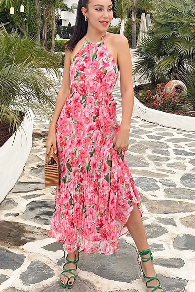 Vestido Maxi Boho Rosa para Mulher