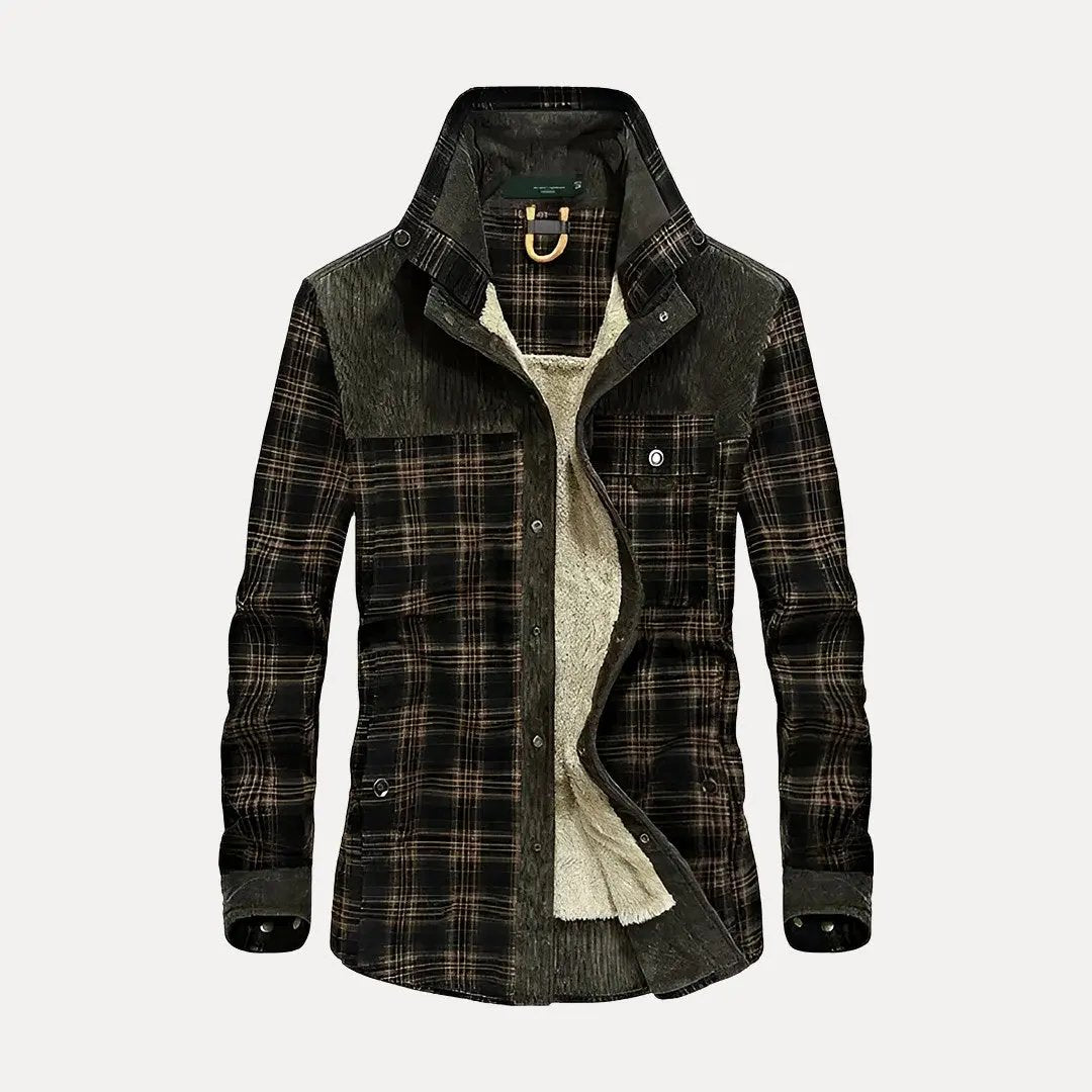 Plaid Wool Jacket - Rustic Trail Style Light Army Green
