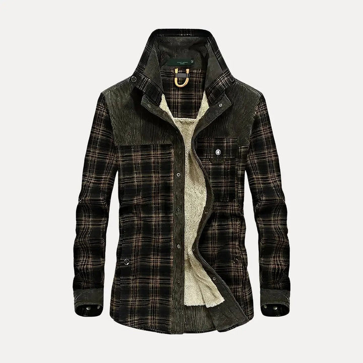 Plaid Wool Jacket - Rustic Trail Style Light Army Green
