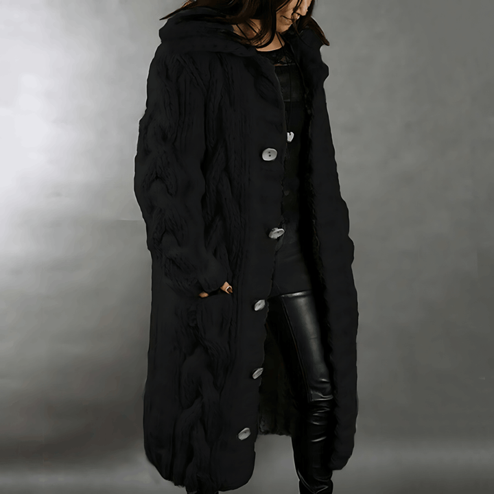 Plus Size Knee-Length Cardigan for Ultimate Comfort and Warmth Black