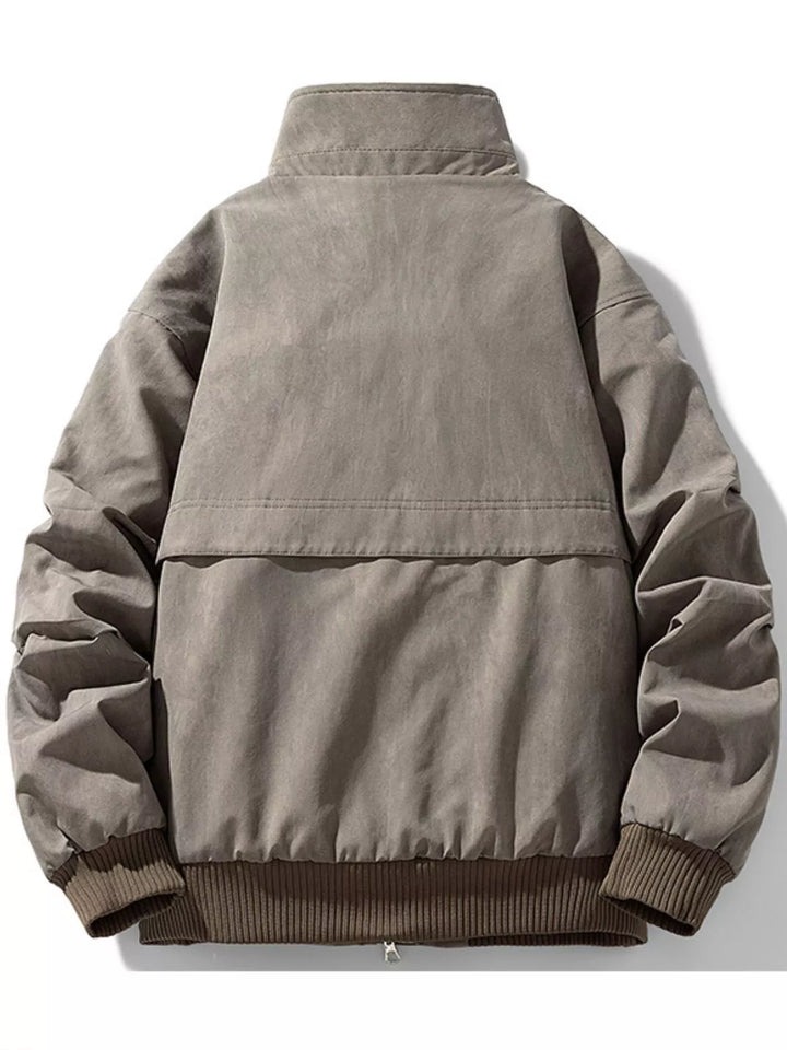 Plus-Size Sherpa Lined Bomber Jacket for Men