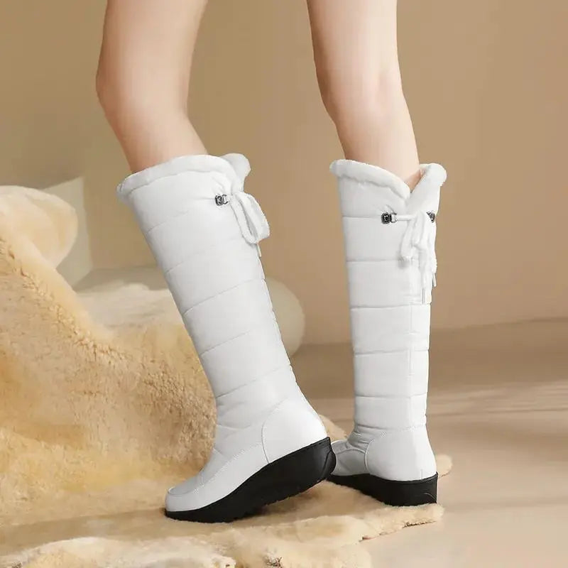 Women's Cozy Plush Lace-Up Winter Boots – Elegant Style