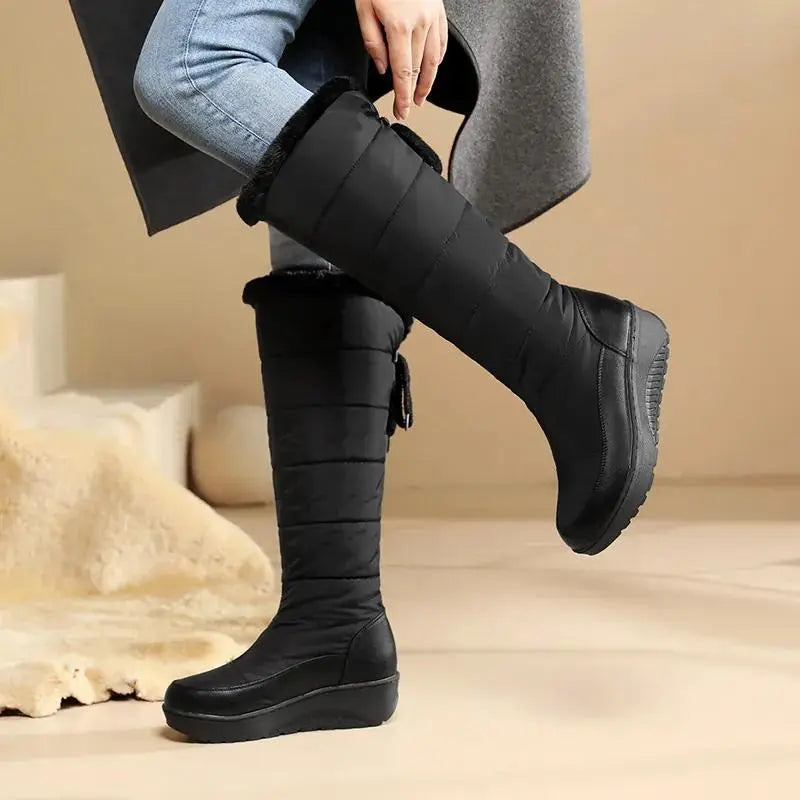 Women's Cozy Plush Lace-Up Winter Boots – Elegant Style