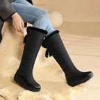 Women's Cozy Plush Lace-Up Winter Boots – Elegant Style Black