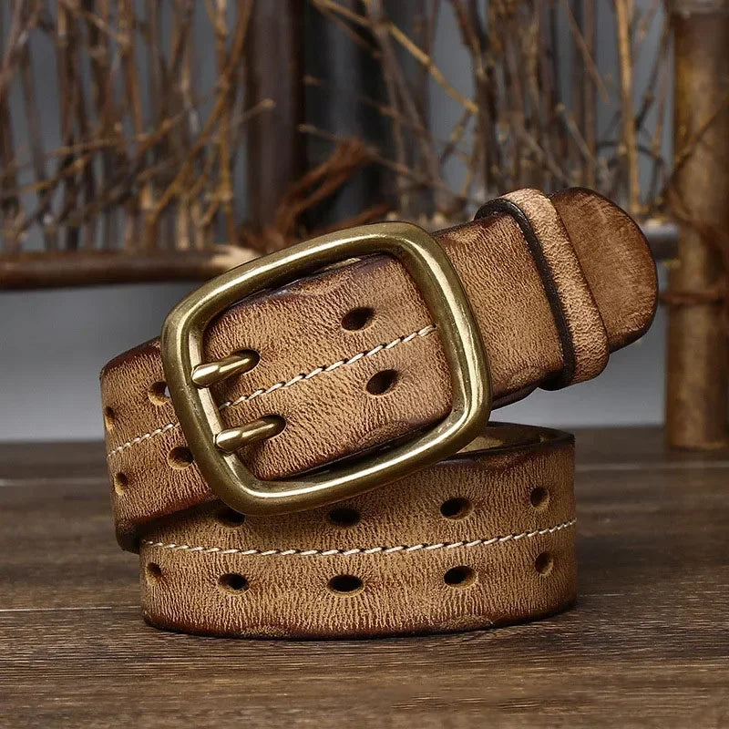 Premium Cowhide Leather Belt for Men Camel Brown